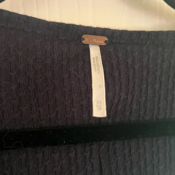 SOL💔Free People Ribbed 90s Ruffle V Neck Boho Balletcore Cottagecore Shirt Xs - Picture 2 of 7